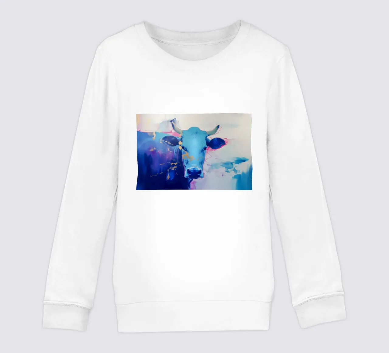 Mucca blu popart felpa bambino da Carinaprint
