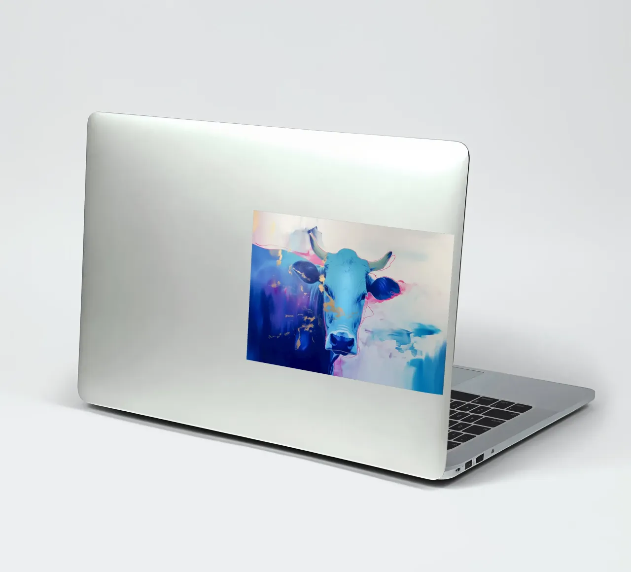 Blue popart cow sticker by Carinaprint
