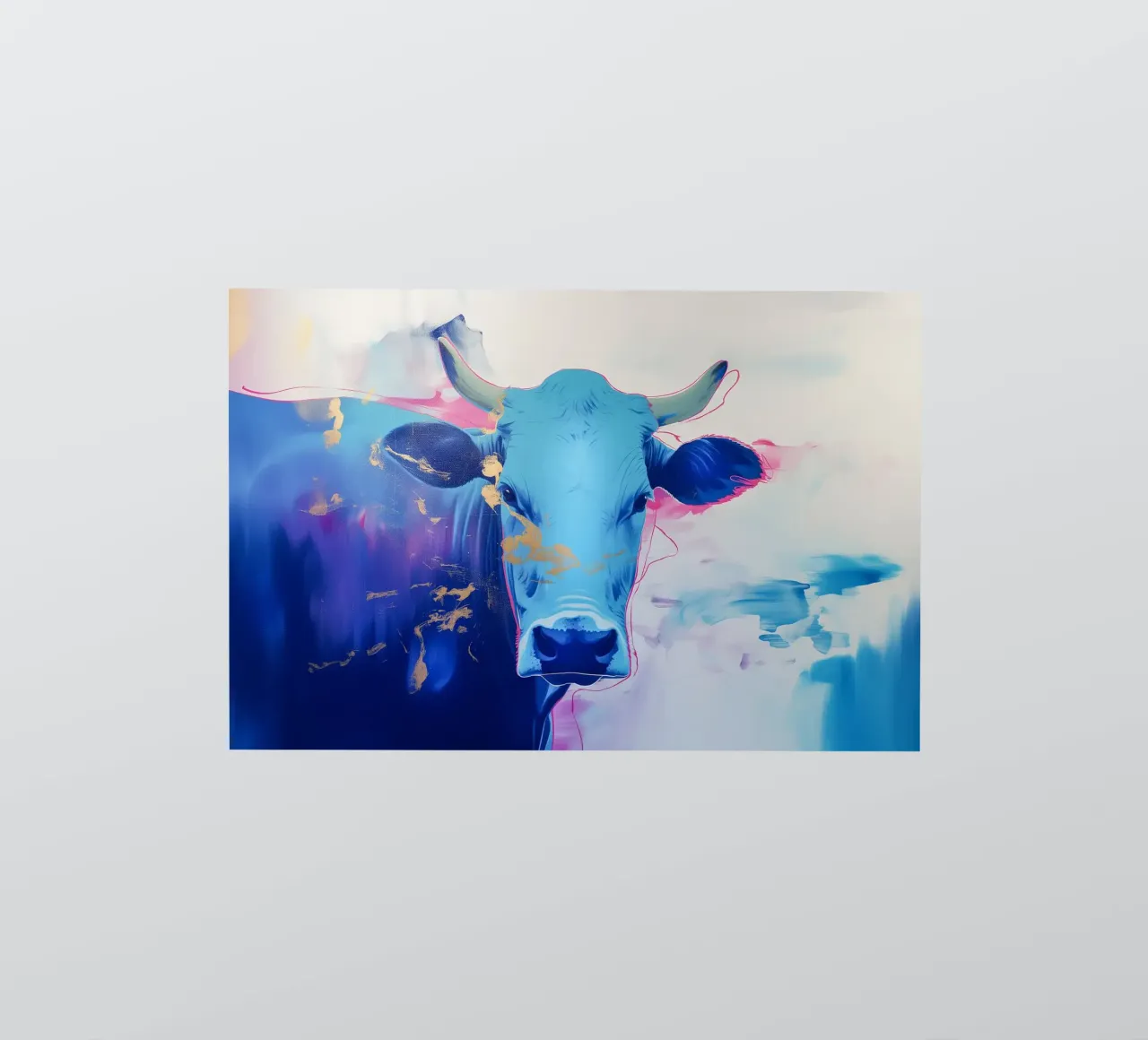 Blue popart cow sticker by Carinaprint
