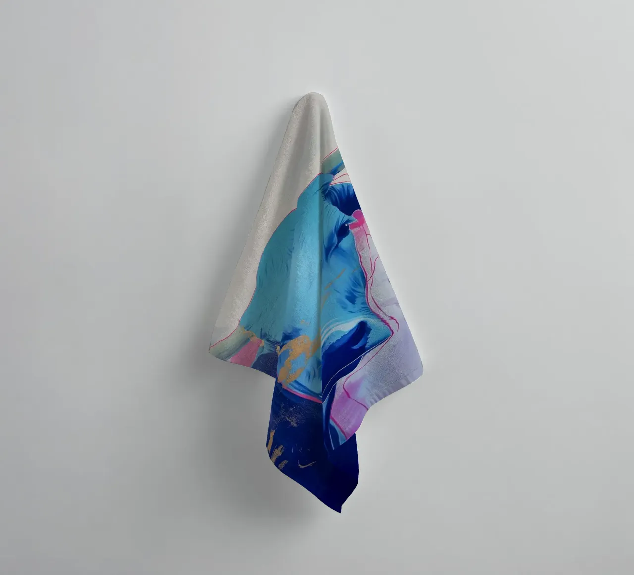 Blue popart cow towel by Carinaprint