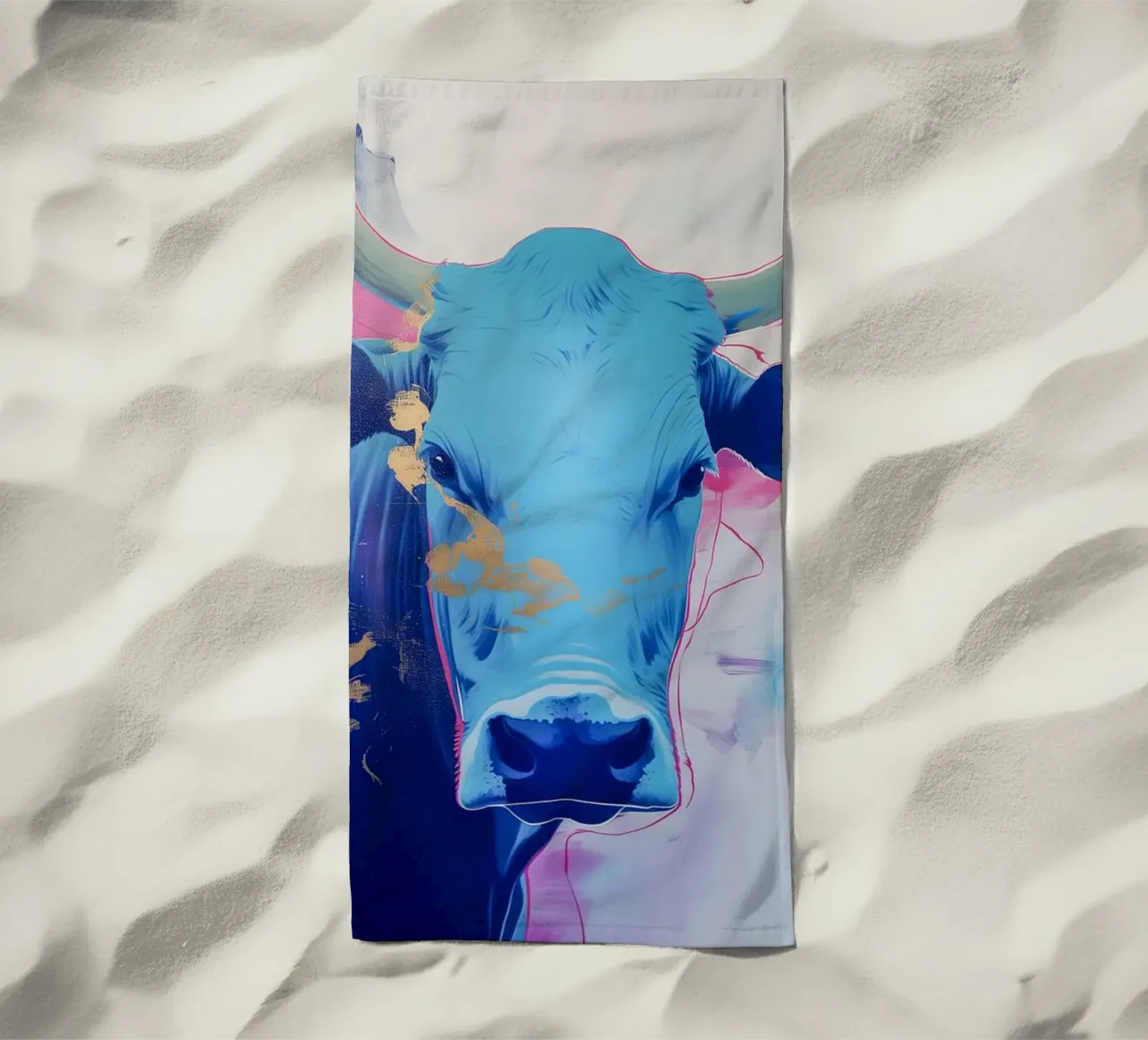 Mucca blu popart telo mare da Carinaprint