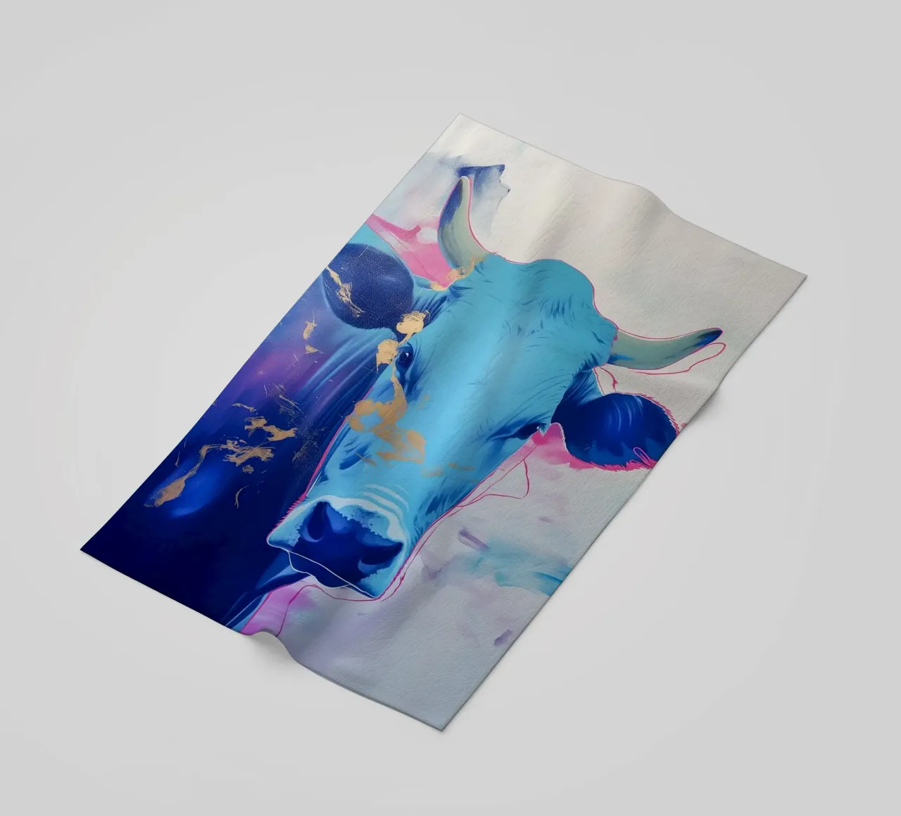 Mucca blu popart telo mare da Carinaprint