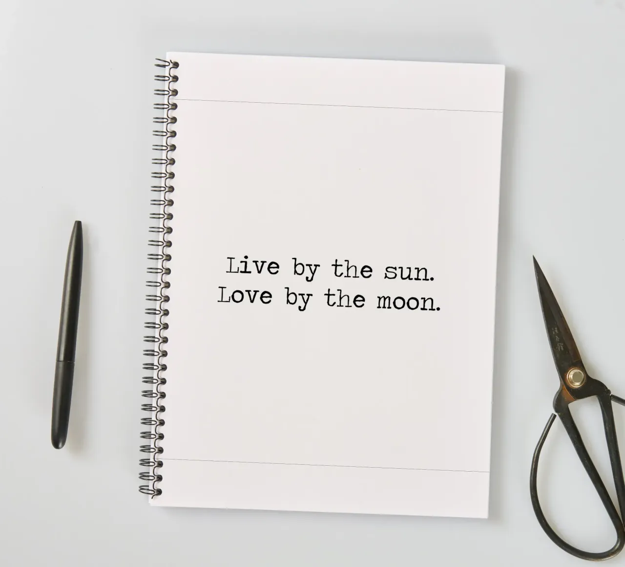 Live by the Sun, Love by the Moon black and white quote spiral notebook by Summer Soul Co. - Quotes