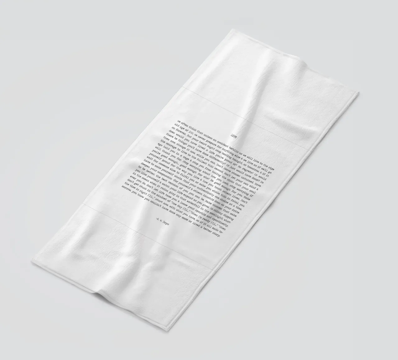 Vivere la vita al massimo minimalista Citazione in bianco e nero telo mare da Summer Soul Co. - Quotes