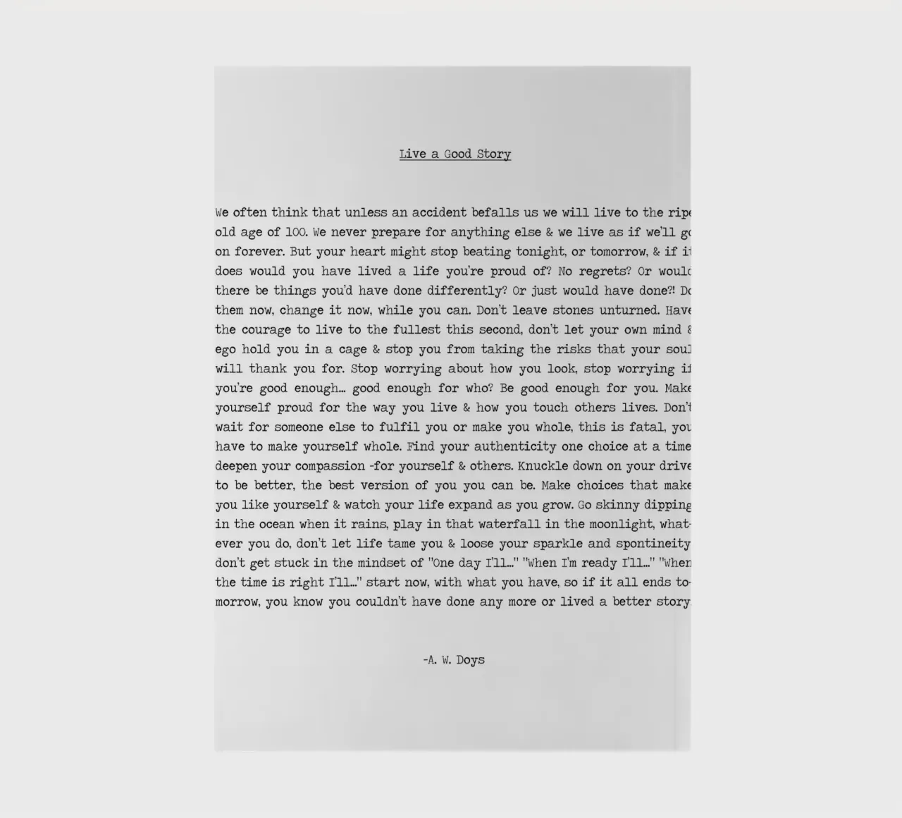 Vivere una buona storia citazione lunga Minimalista in bianco e nero diario da Summer Soul Co. - Quotes