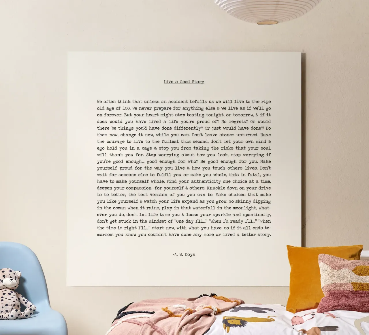 Vivere una buona storia citazione lunga Minimalista in bianco e nero alluminio dibond da Summer Soul Co. - Quotes