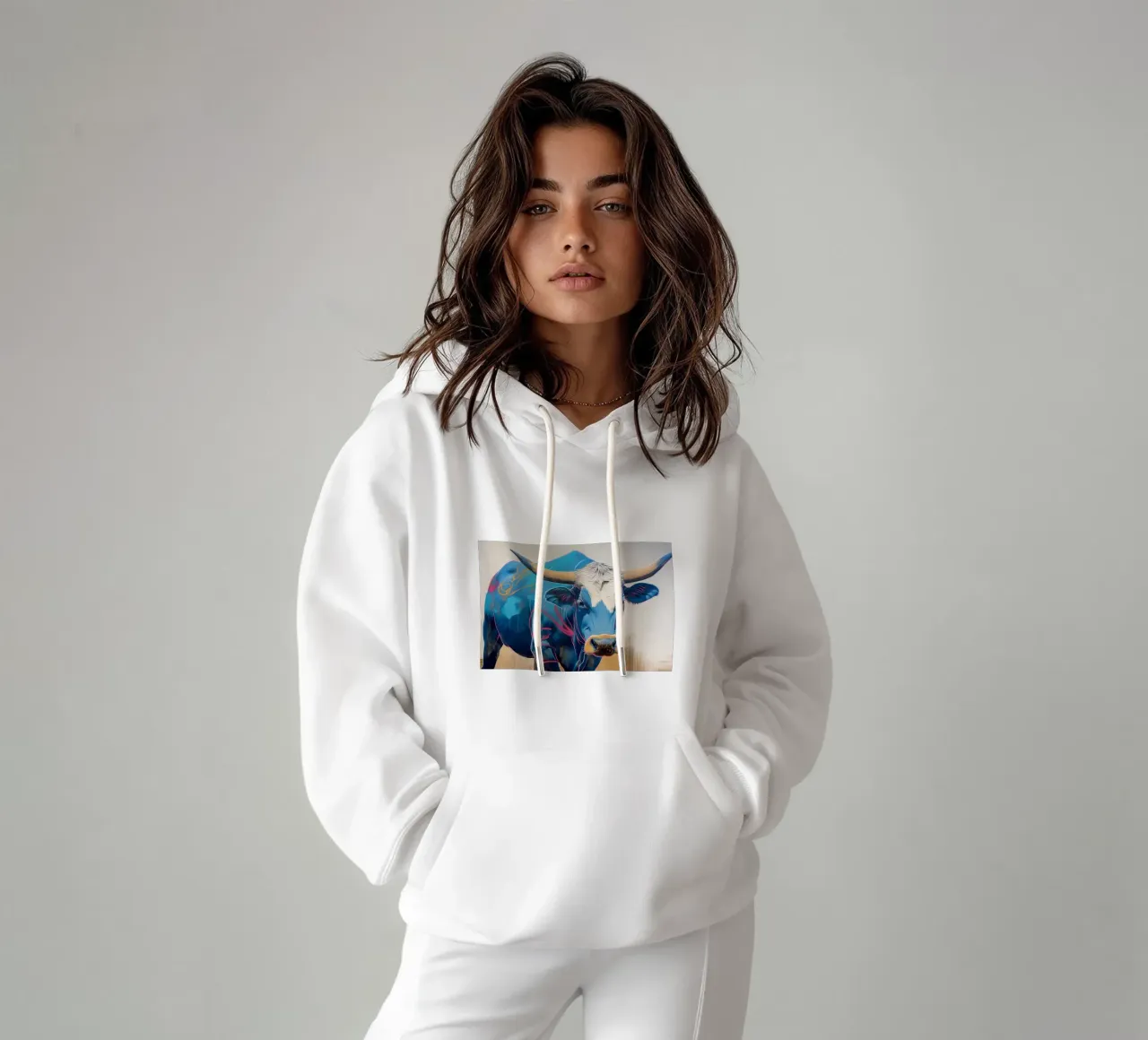 Manzo blu popart felpa con cappuccio da Carinaprint
