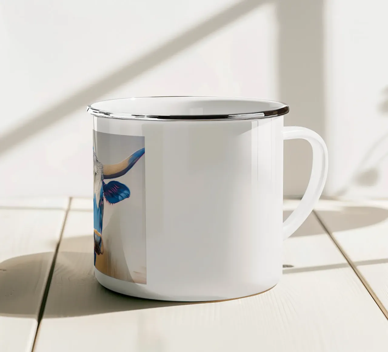Manzo blu popart tazza in smalto da Carinaprint