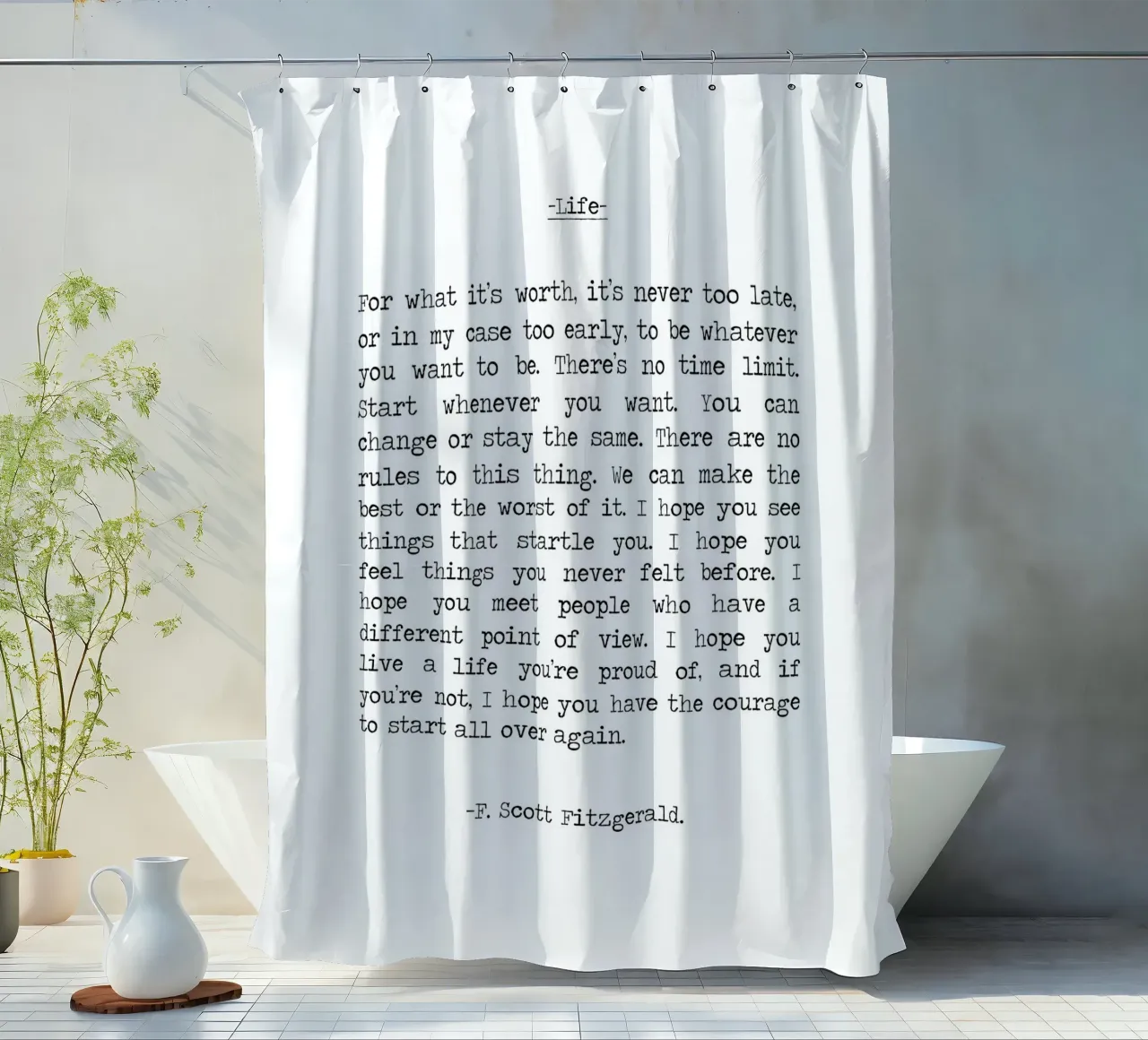 Für was es wert ist Leben Zitat F. Scott Fitzgerald Zitat Duschvorhang von Summer Soul Co. - Quotes