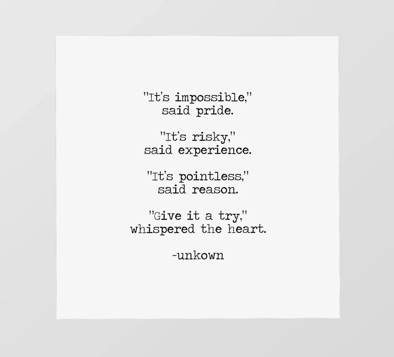 Impossibile diceva l'orgoglio, provarci sussurrava il cuore pellicola backlit da Summer Soul Co. - Quotes