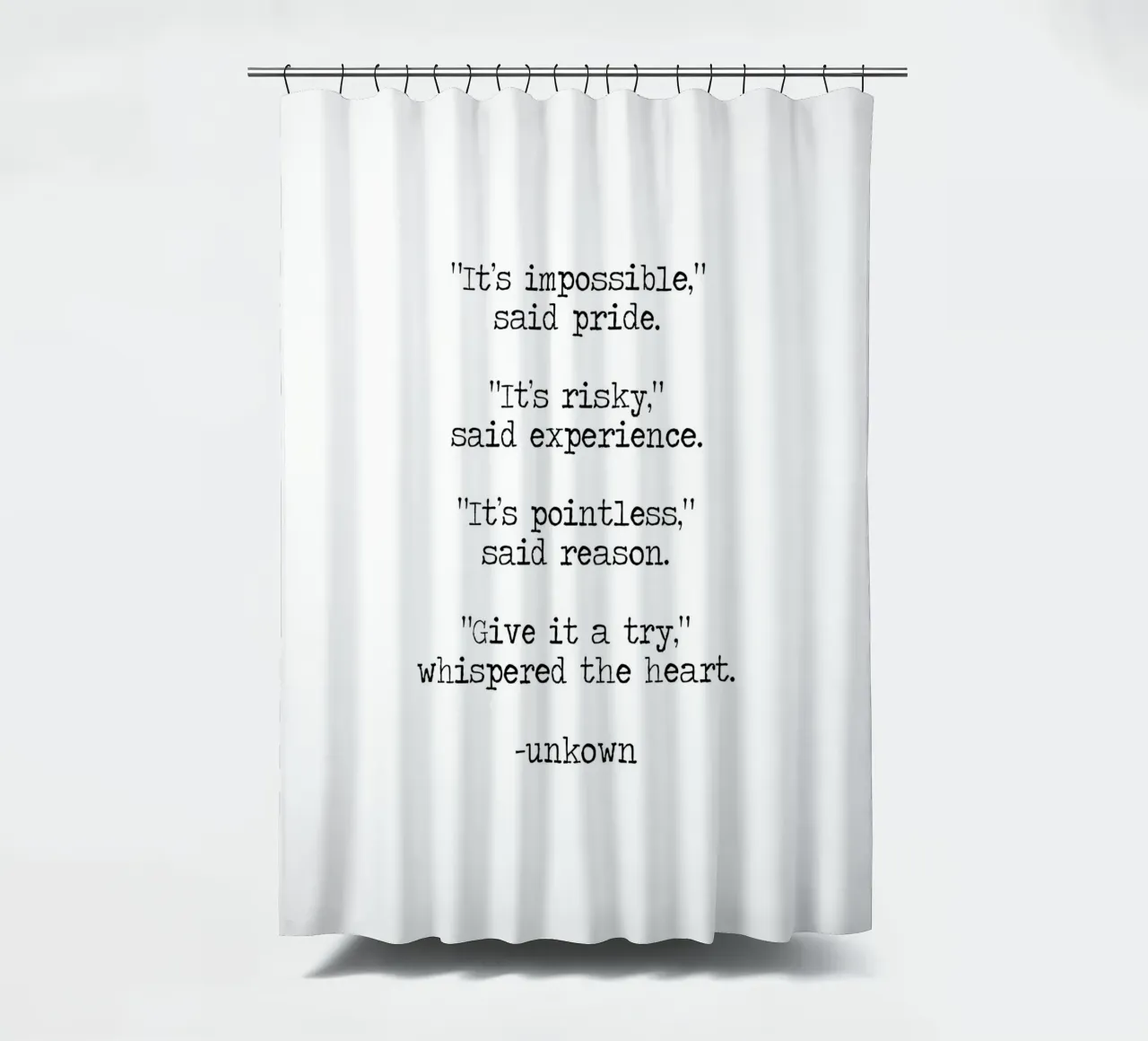 Impossibile diceva l'orgoglio, provarci sussurrava il cuore tenda da doccia da Summer Soul Co. - Quotes