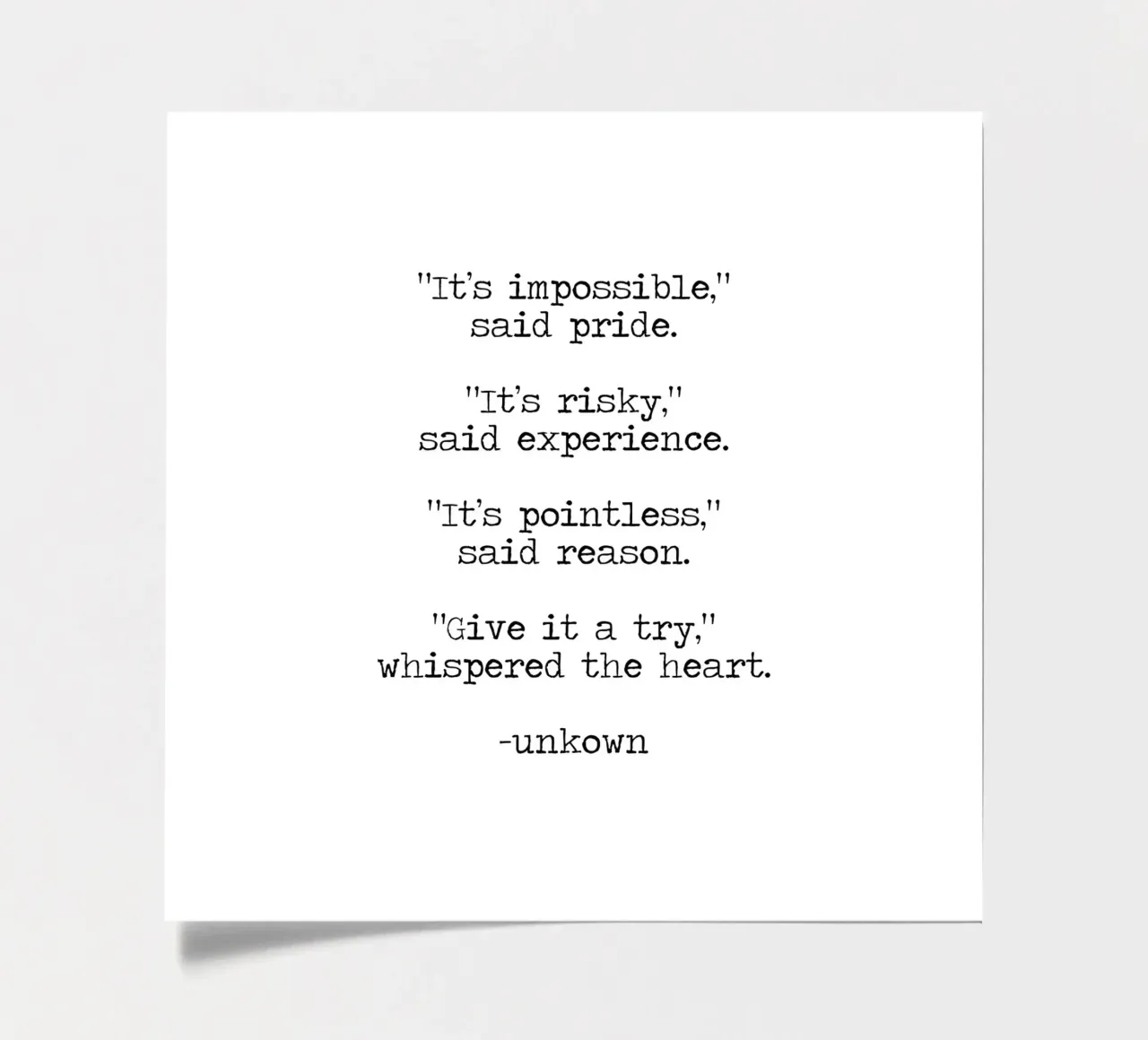 Impossible said pride, give it a try whispered the heart sticker sheet by Summer Soul Co. - Quotes