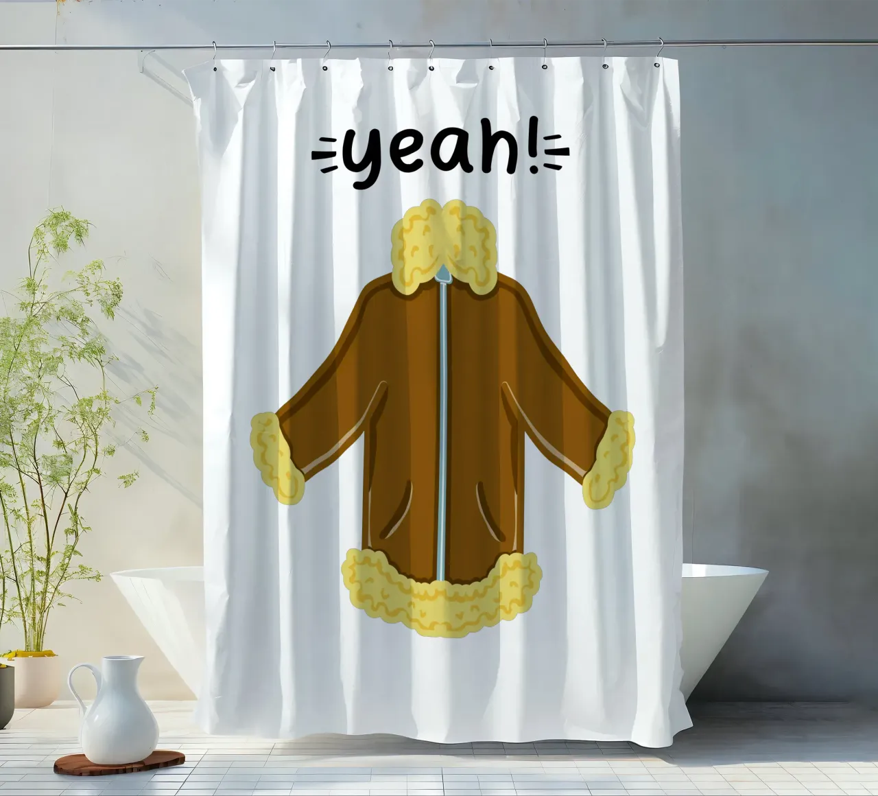 Giacca invernale Aviator in shearling con design a cartoni animati tenda da doccia da sillyindustries