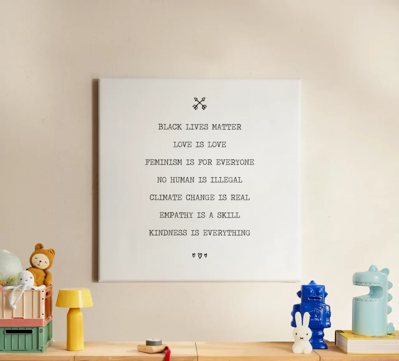 black lives matter, amore, femminismo, cambiamento climatico, gentilezza tela con Cornice a cassetta da Summer Soul Co. - Quotes
