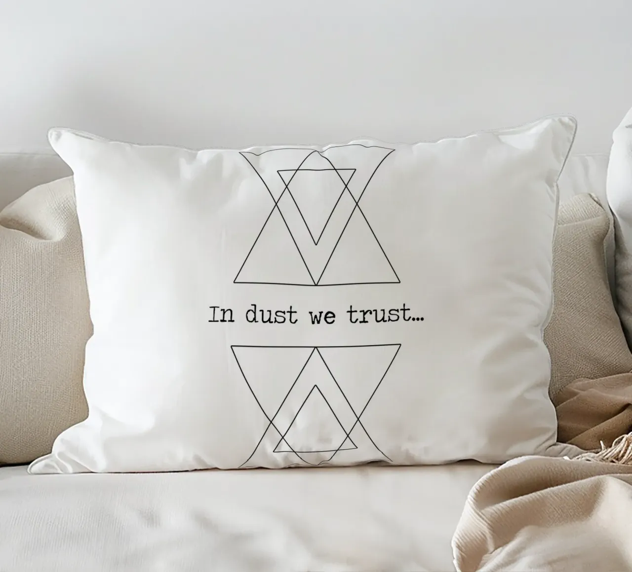 In Dust We Trust, burning man sign quote festival art decorative cushion by Summer Soul Co. - Quotes