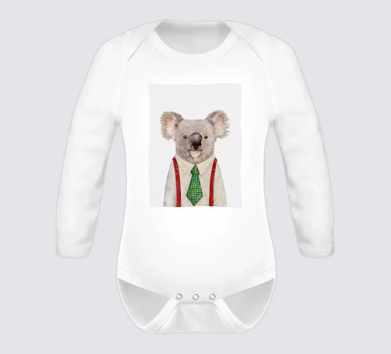 Mr. Koala long-sleeve baby romper by Animal Crew
