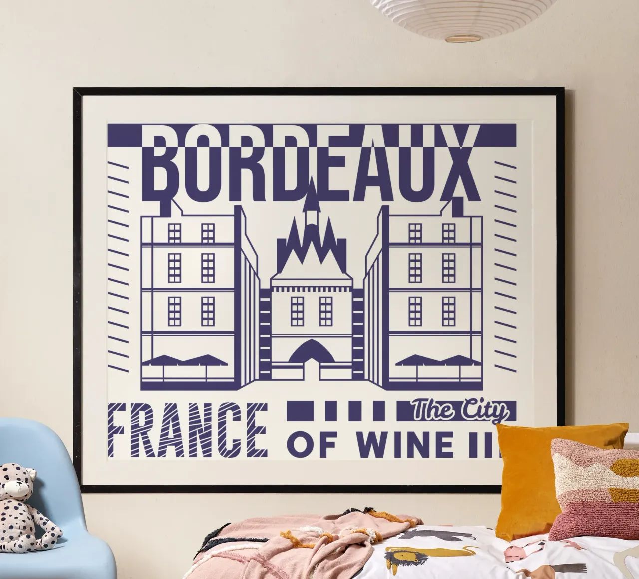 Bordeaux - Francia design classico poster con telaio in legno da rivariahill