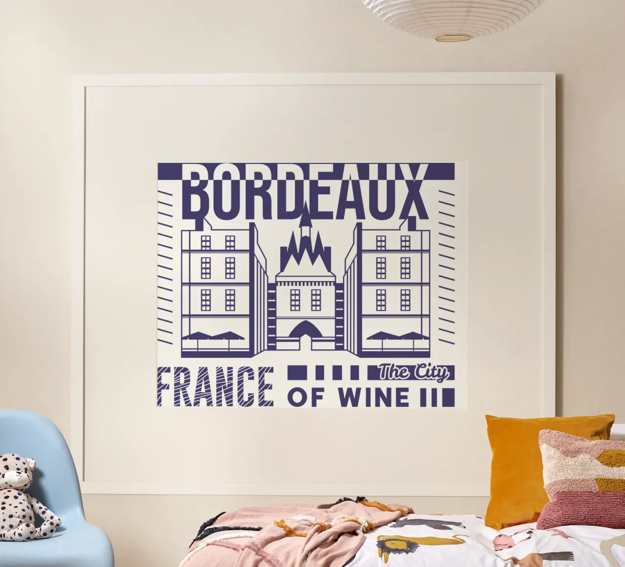 Bordeaux - Francia design classico poster con telaio in legno da rivariahill