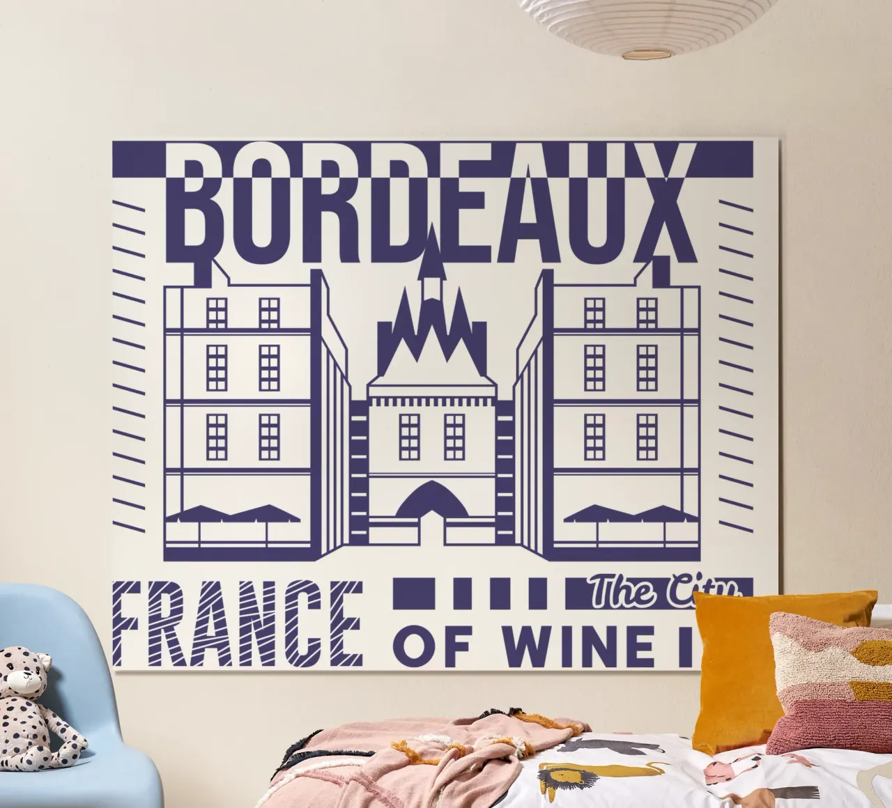 Bordeaux - Francia design classico poster con telaio in legno da rivariahill