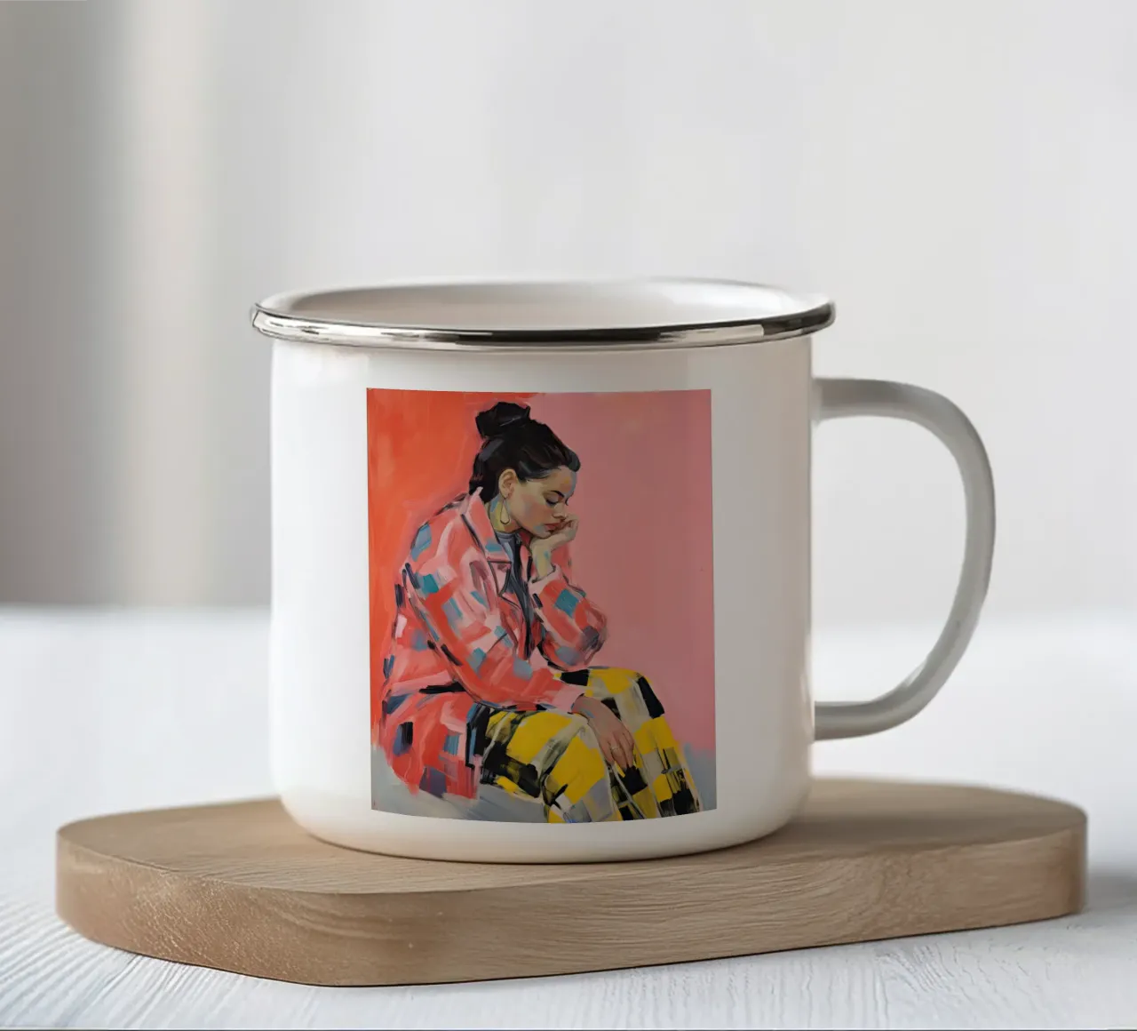 Donna sognante tazza in smalto da DaarbyN