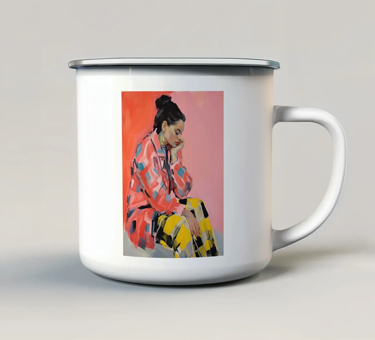 Donna sognante tazza in smalto da DaarbyN