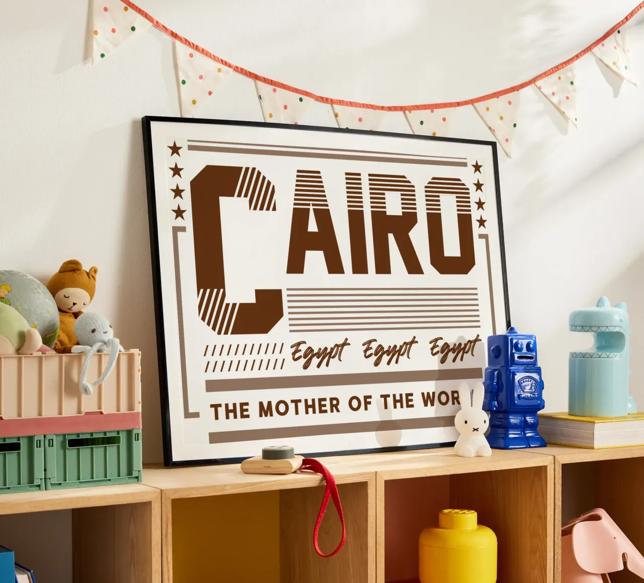 Ville du Caire Egypte Classic Art Design poster avec cadre en bois de rivariahill