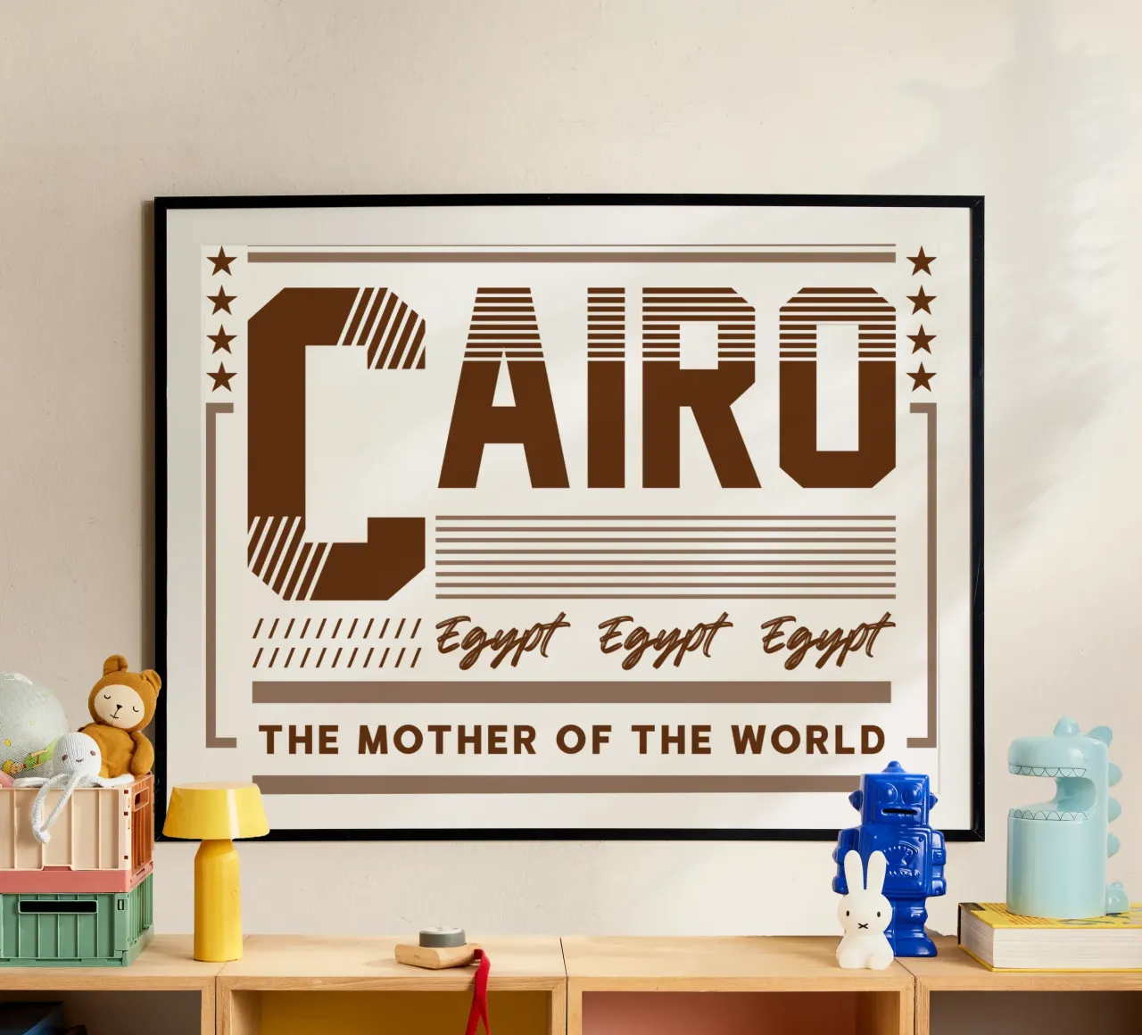 Ville du Caire Egypte Classic Art Design poster avec cadre en bois de rivariahill