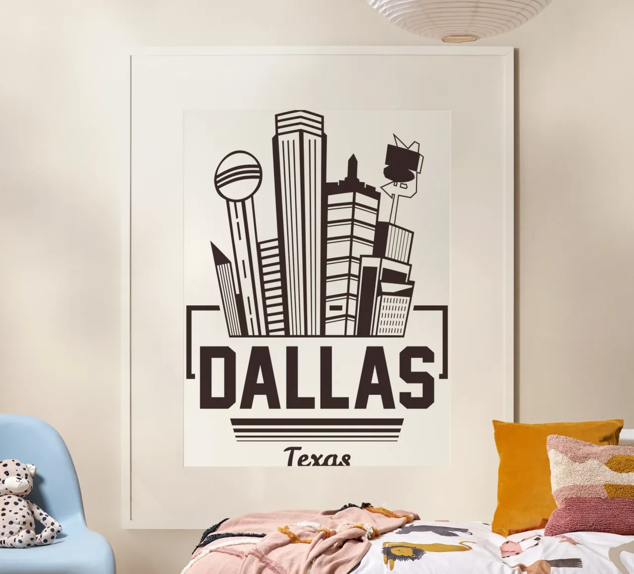 Dallas Texas US Classic Art Design poster with wooden frame by rivariahill