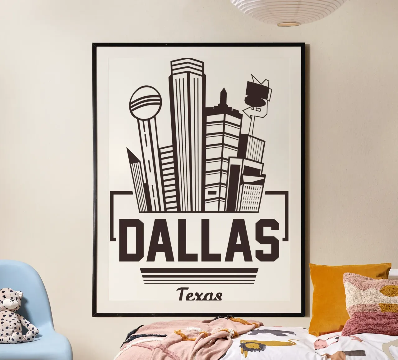 Dallas Texas US Classic Art Design poster with wooden frame by rivariahill