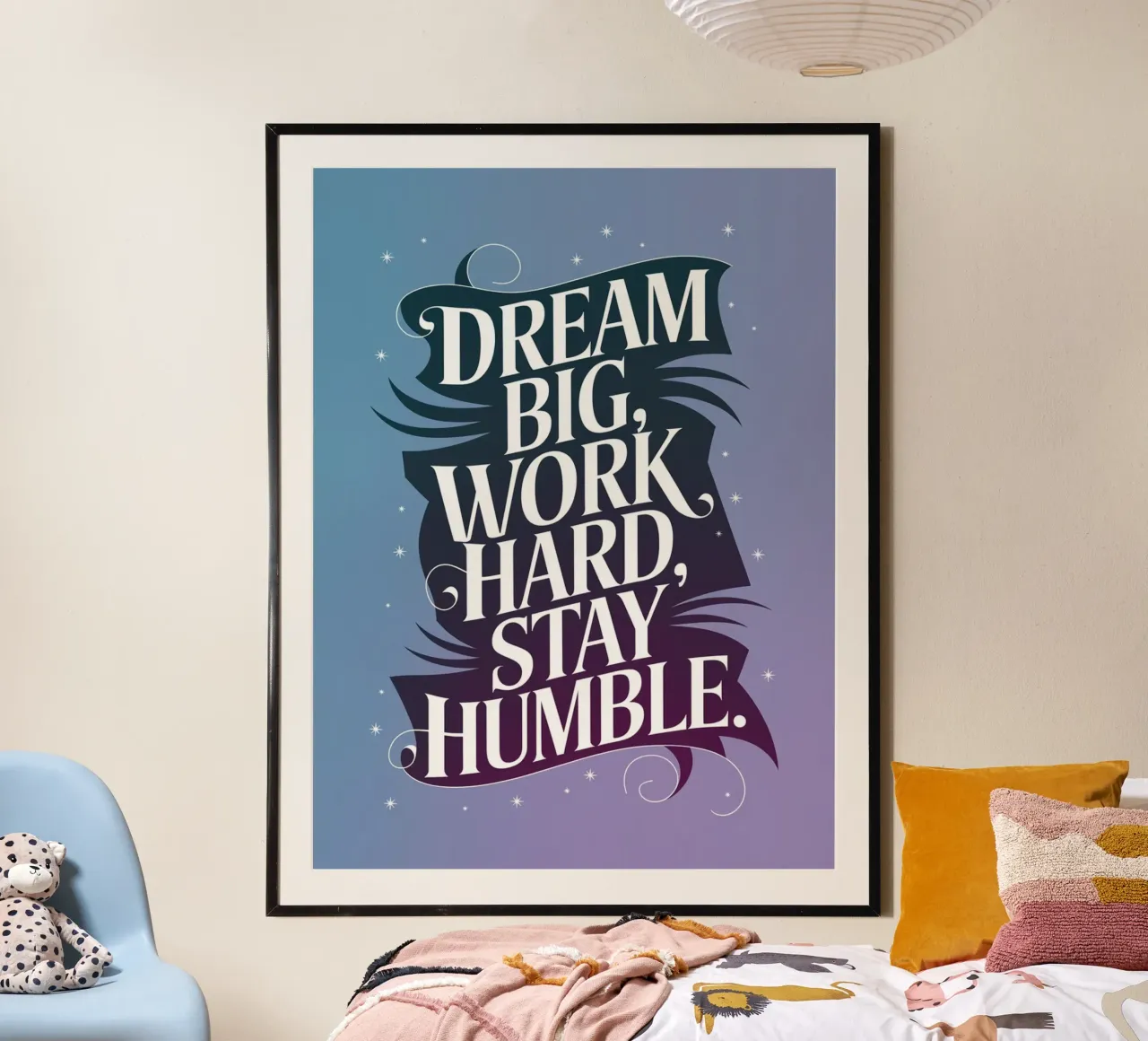 Rêver grand, travailler dur, rester humble poster de logic