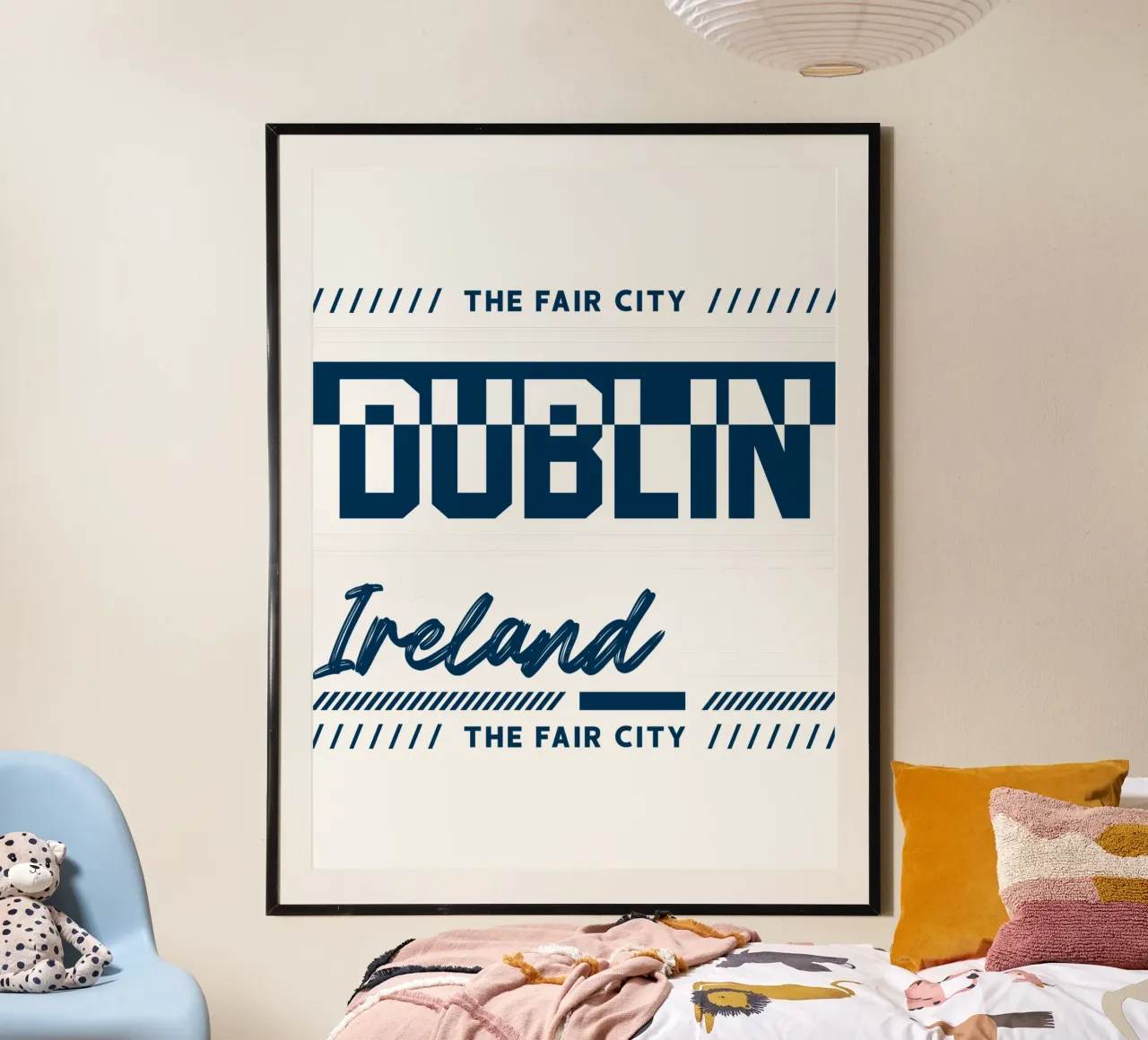 Dublin City Ireland Classic Art poster with wooden frame by rivariahill