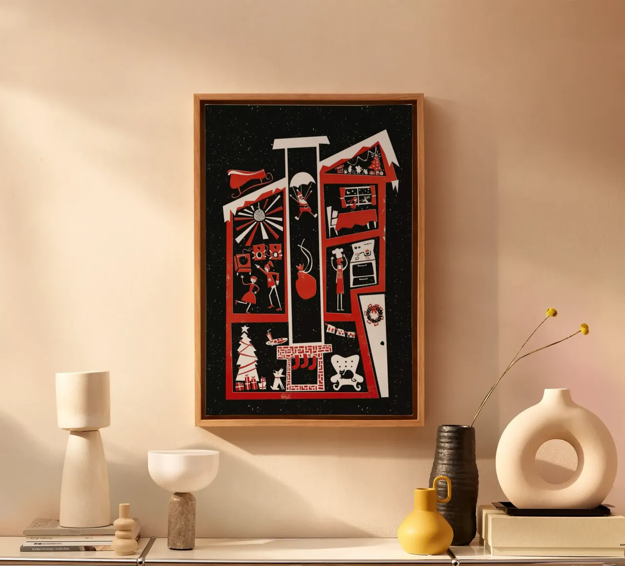 Christmas Chaos tela con Cornice a cassetta da Fox & Velvet