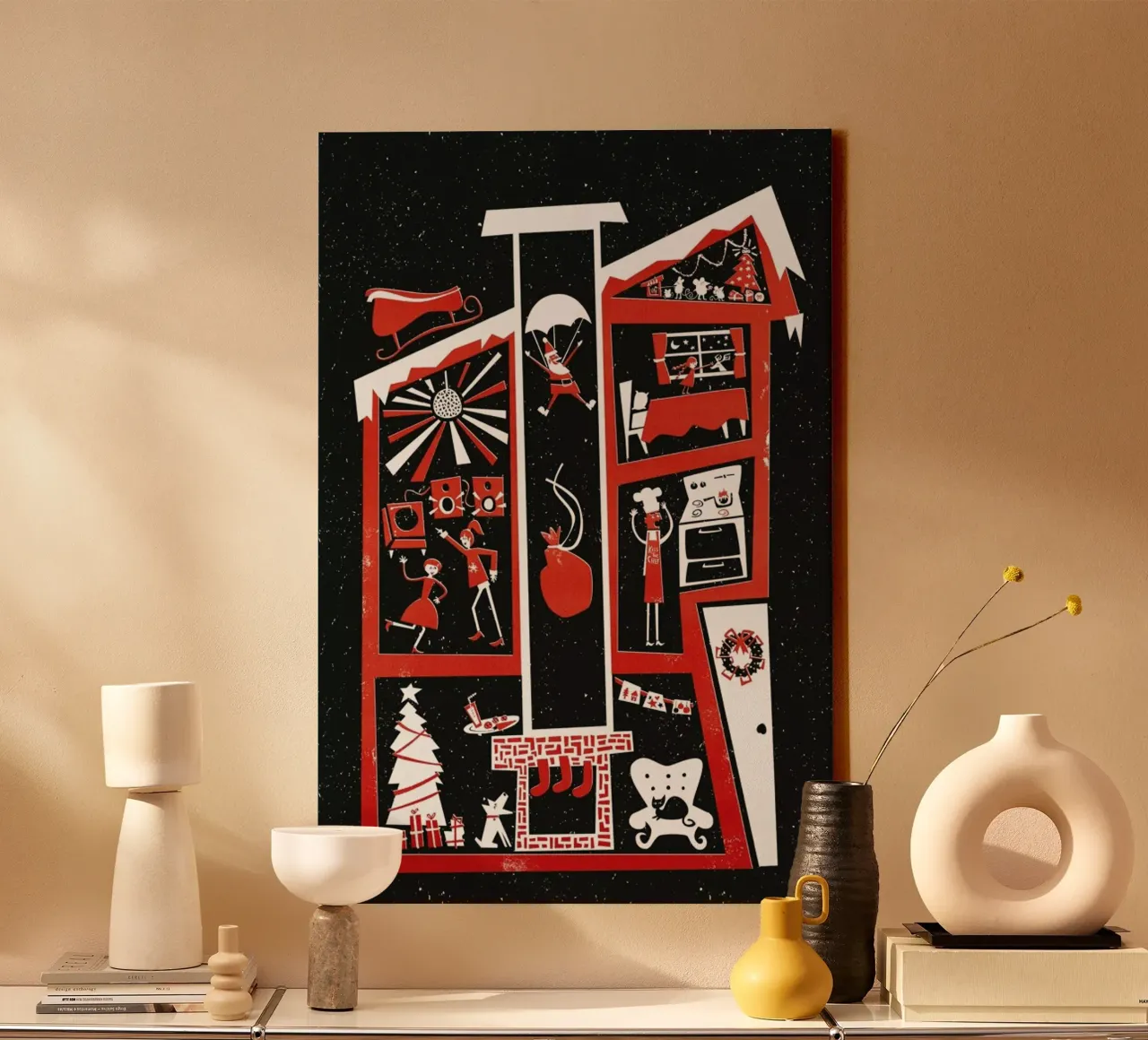 Christmas Chaos tela con Cornice a cassetta da Fox & Velvet