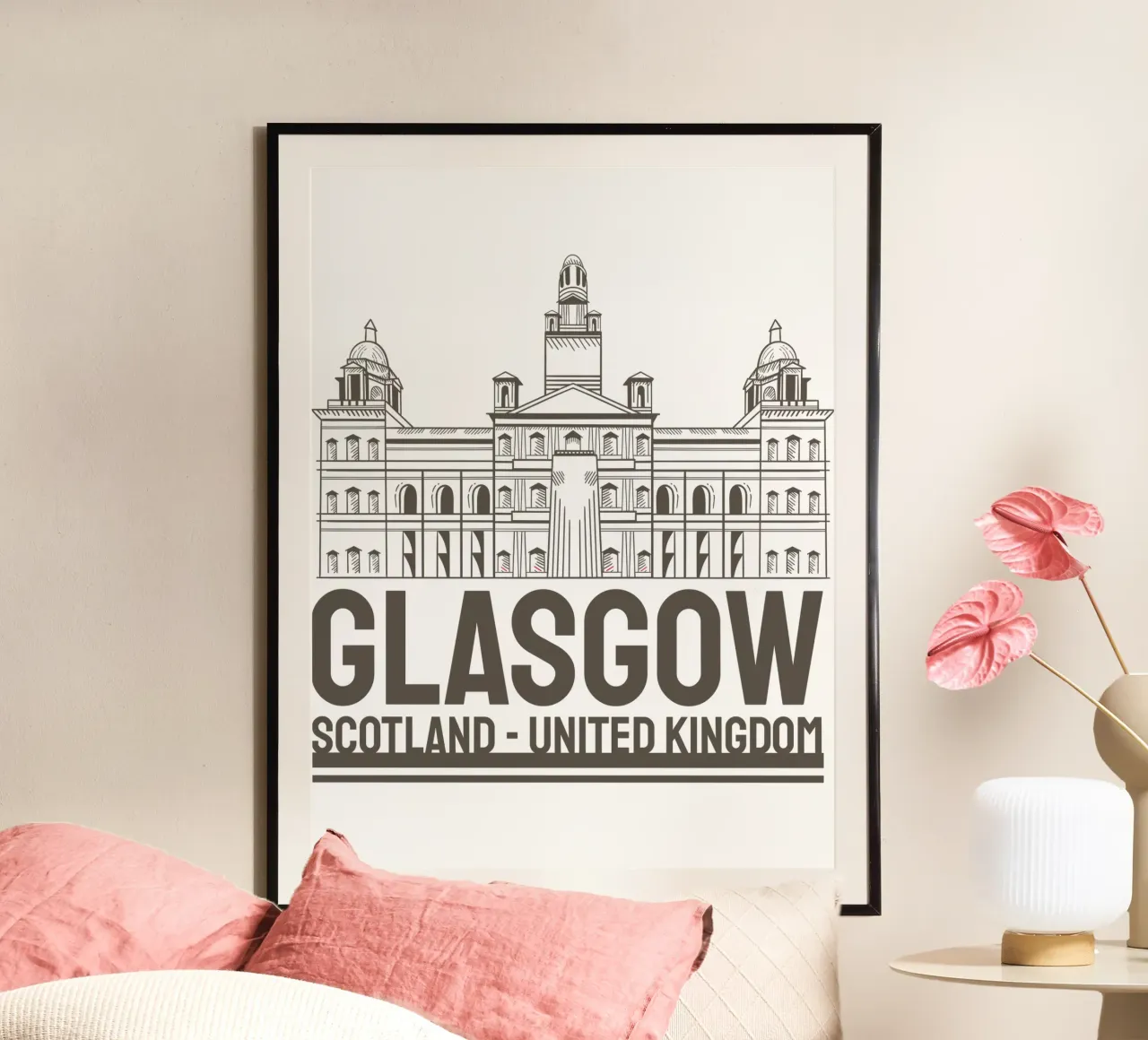 Glasgow Scotland Classic Art poster with aluminum frame by rivariahill