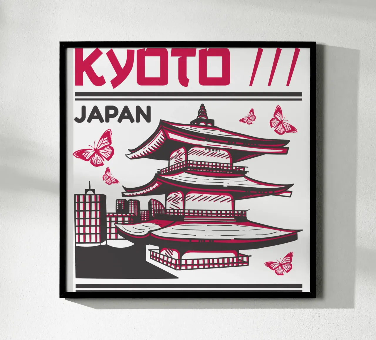Kyoto - Japan Classic Art poster with wooden frame by rivariahill