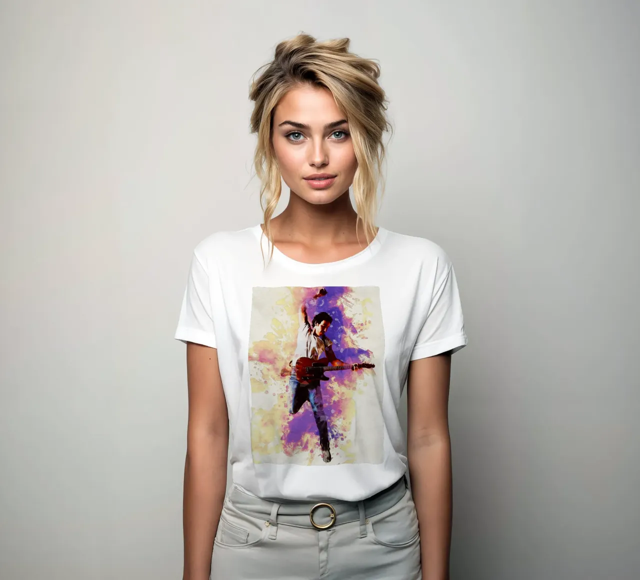 Smudge of Portrait Bruce Springsteen women's fitted t-shirt by Gunawan Rb