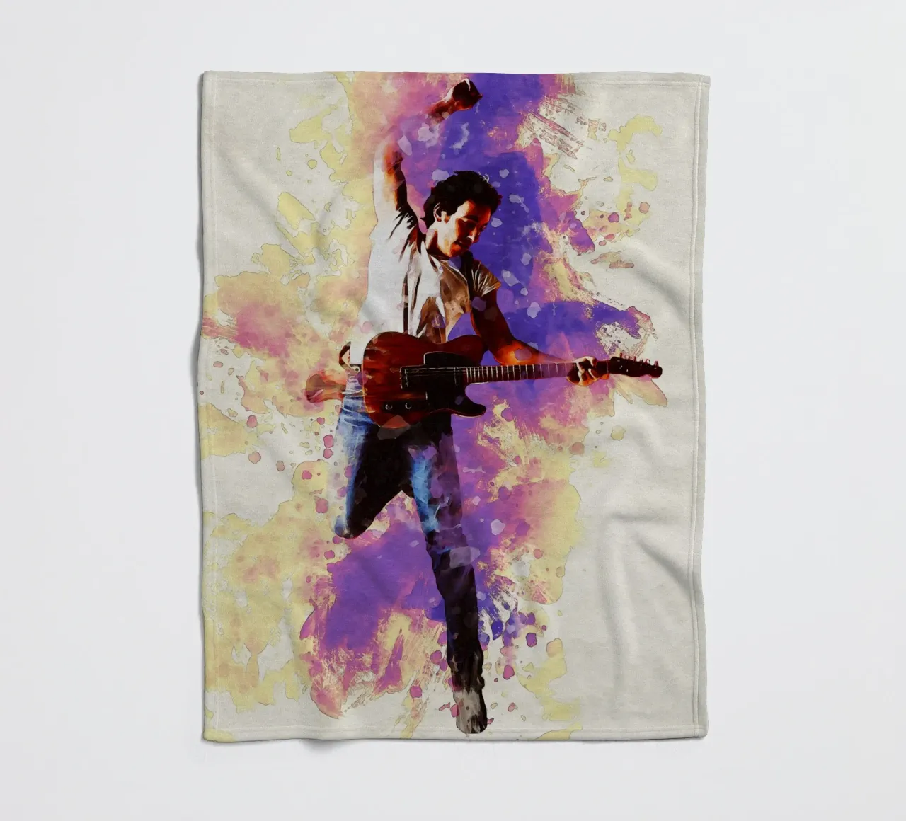 Smudge of Portrait Bruce Springsteen fleece blanket by Gunawan Rb