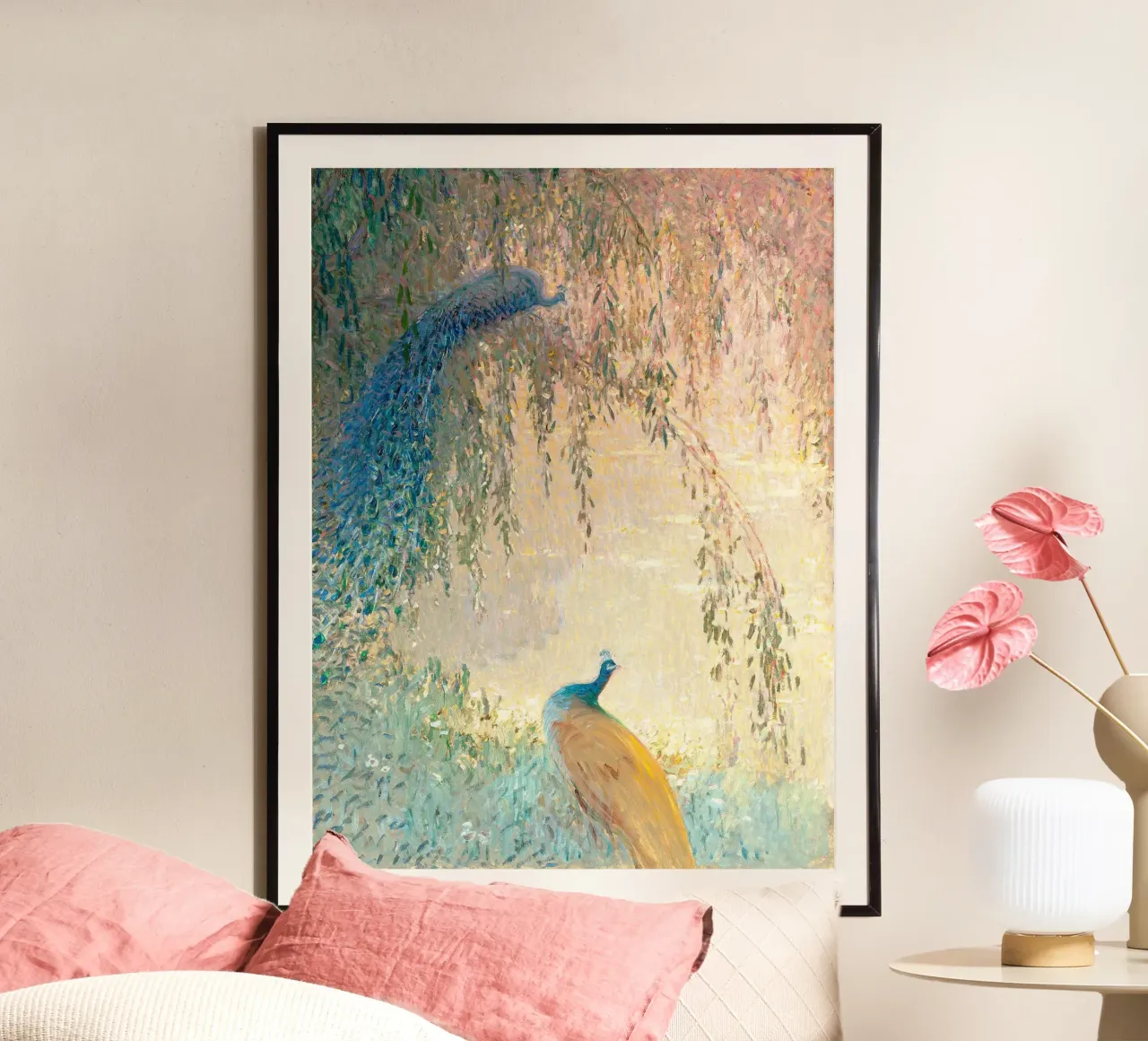 Boho Peacocks poster con telaio in plastica da apoloprints