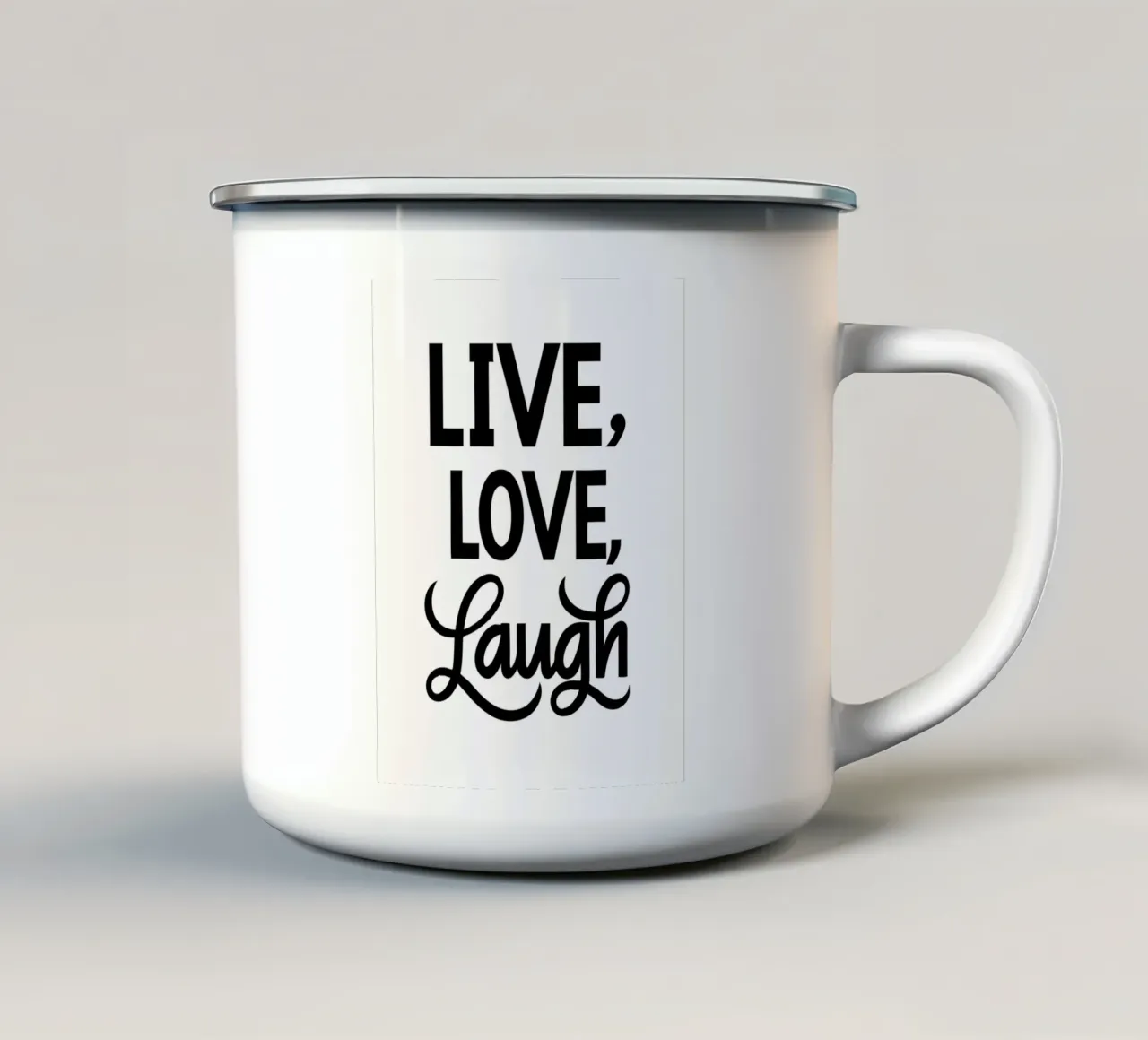 Vivere amare ridere tazza in smalto da logic