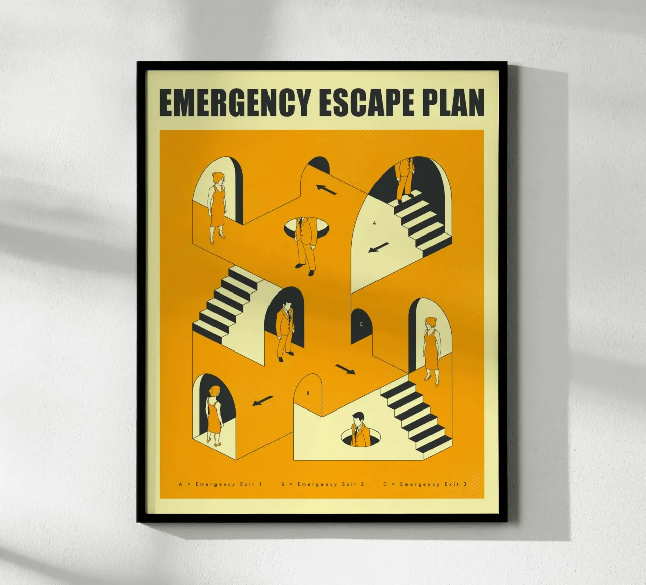 PIANO DI FUGA DI EMERGENZA (2) poster con telaio in plastica da Jazzberry Blue