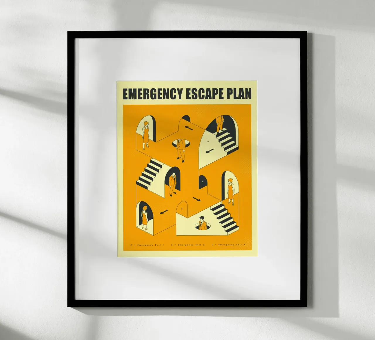 PIANO DI FUGA DI EMERGENZA (2) poster con telaio in plastica da Jazzberry Blue