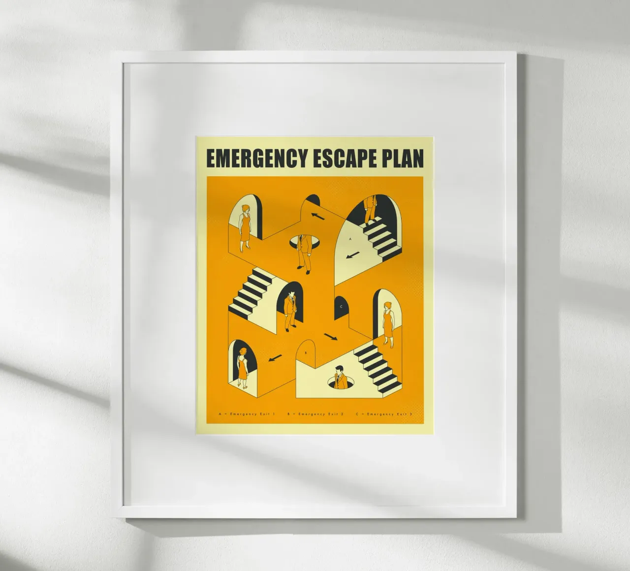 PIANO DI FUGA DI EMERGENZA (2) poster con telaio in plastica da Jazzberry Blue
