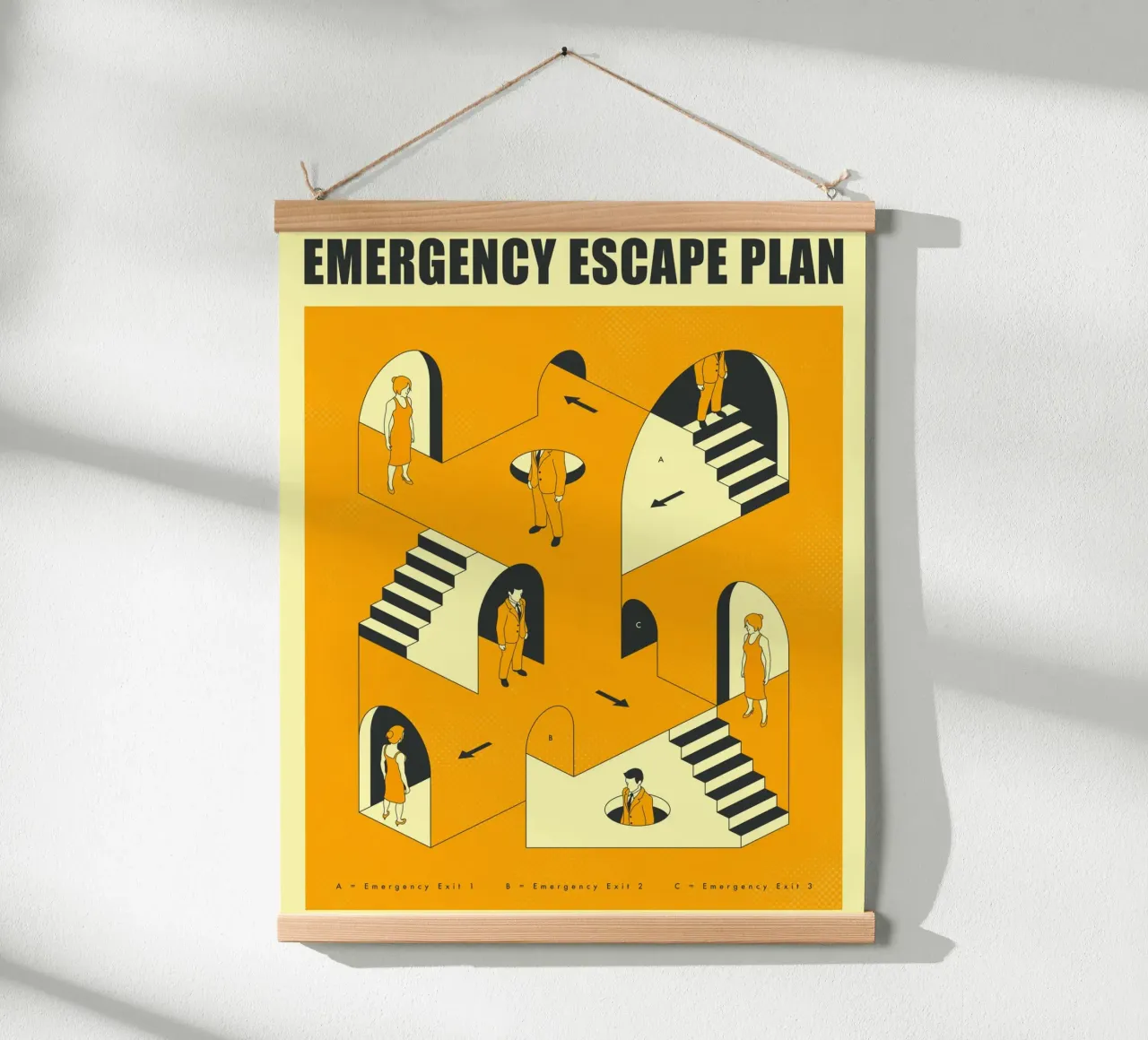 PIANO DI FUGA DI EMERGENZA (2) poster con telaio in plastica da Jazzberry Blue