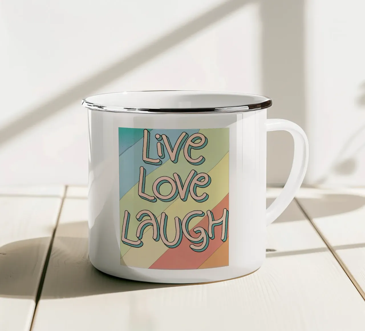 Vivere amare ridere tazza in smalto da logic