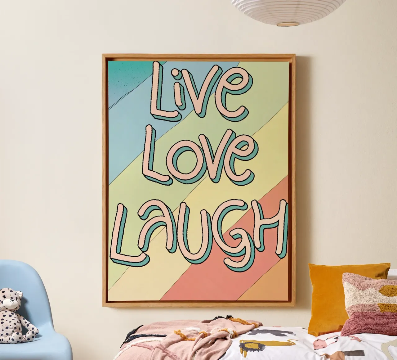 Vivere amare ridere tela con Cornice a cassetta da logic