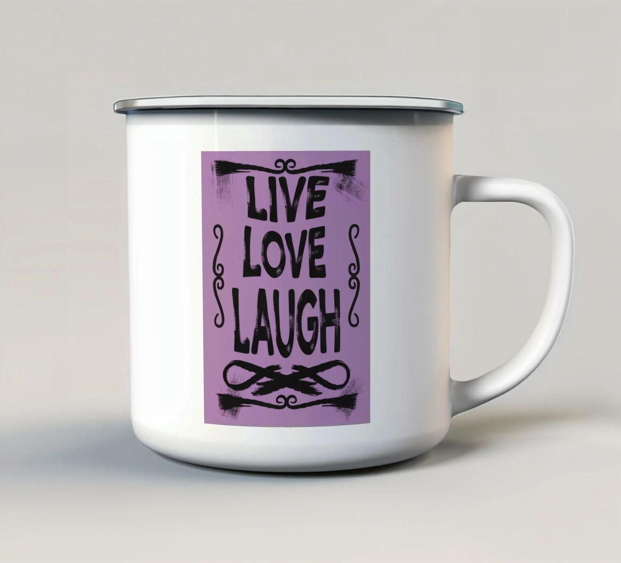 Vivere amare ridere tazza in smalto da logic