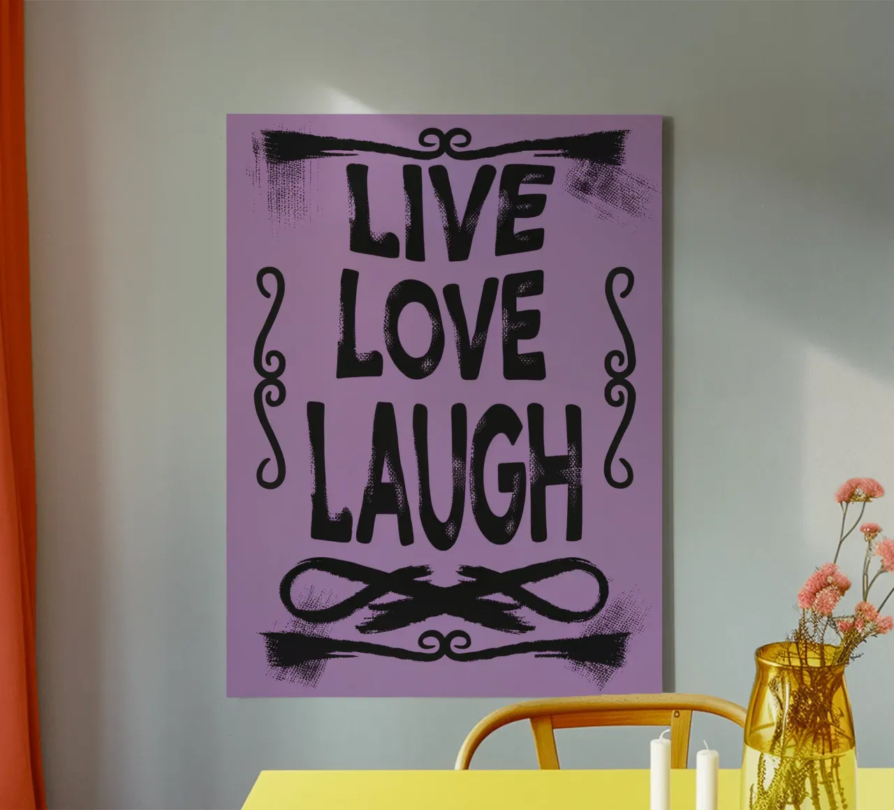 Vivere amare ridere tela con Cornice a cassetta da logic
