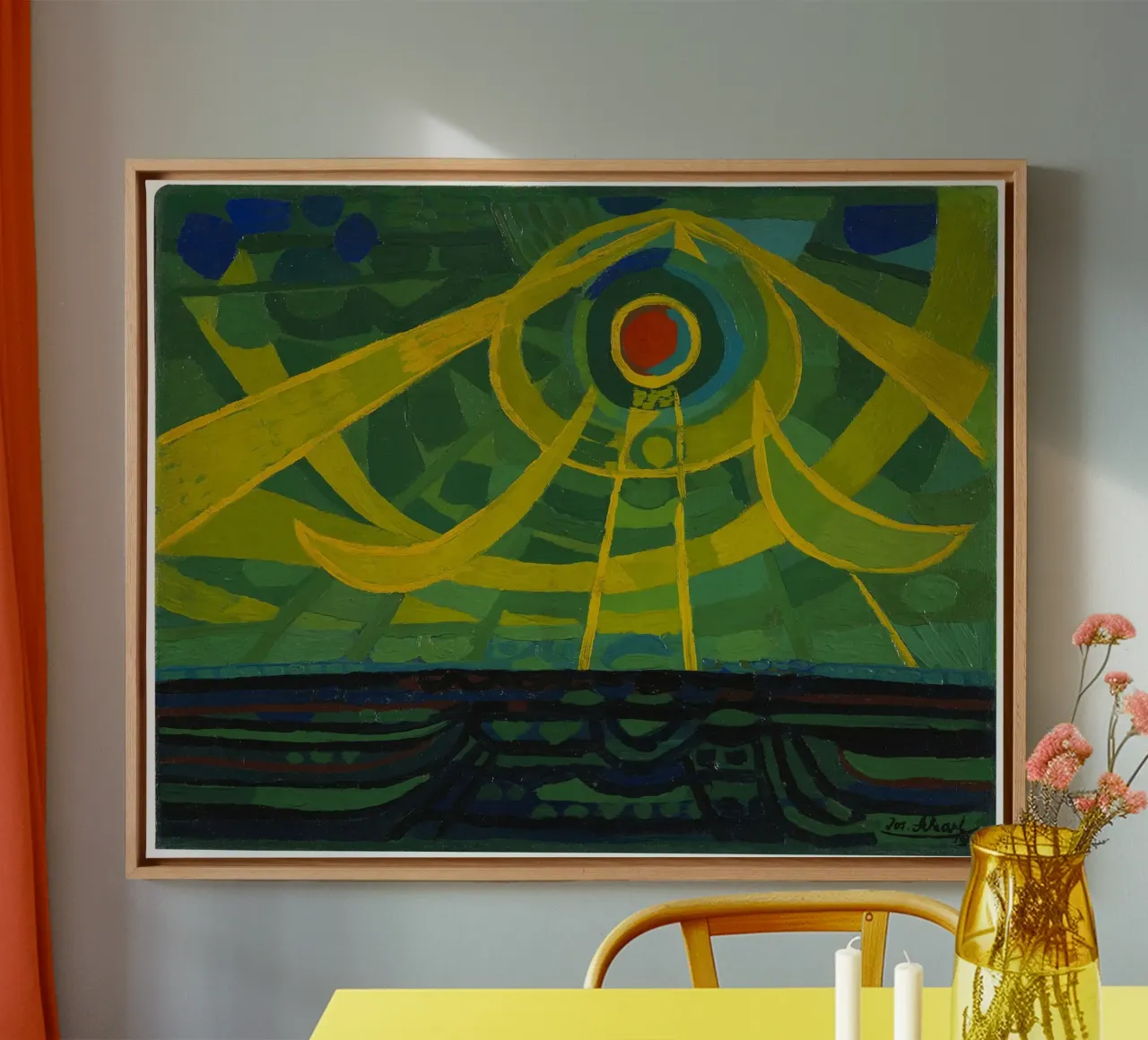 Josef Scharl - Setting sun canvas with Floater frame by ARTOTHEK
