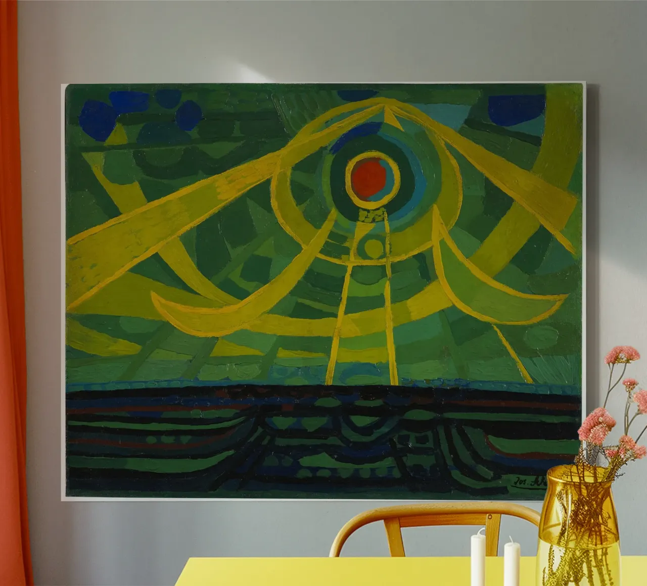 Josef Scharl - Setting sun canvas with Floater frame by ARTOTHEK