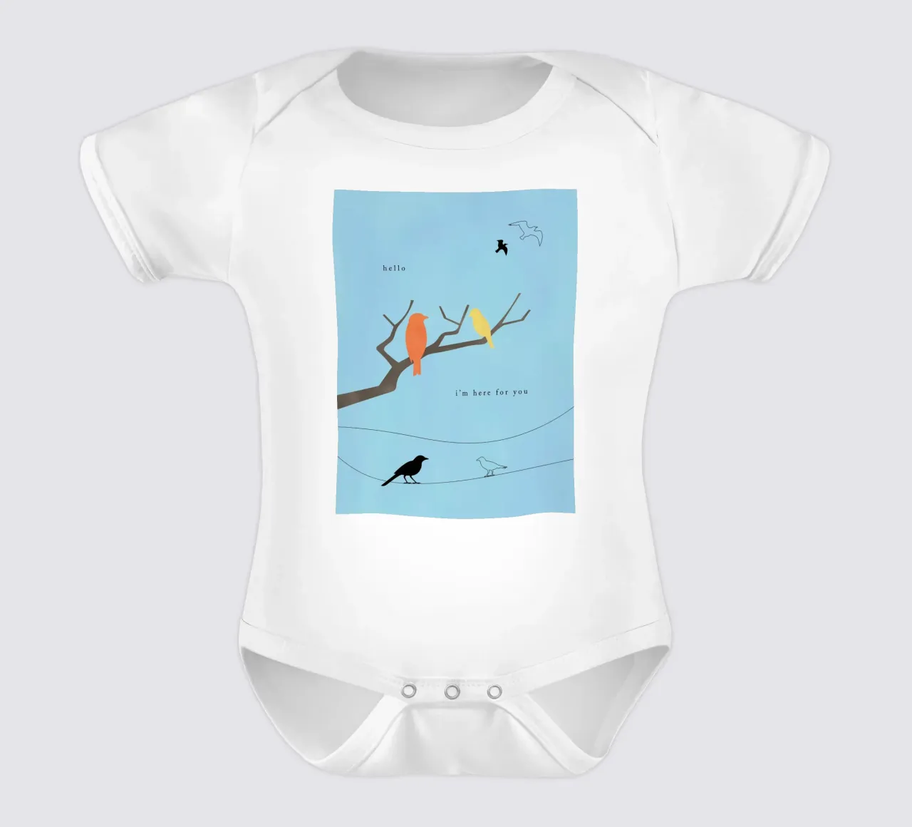 Hello Birds body neonato maniche corte da natural neutral